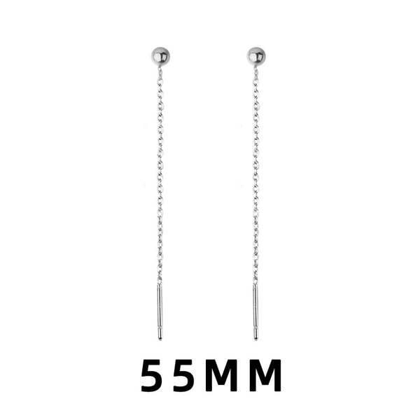 Platinum round beads, earrings, 55mm