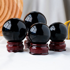 Factory Direct Sale Natural Obsidian Ornament Original Stone Polished Black Crystal Ball Crystal Factory Wholesale Foreign Trade