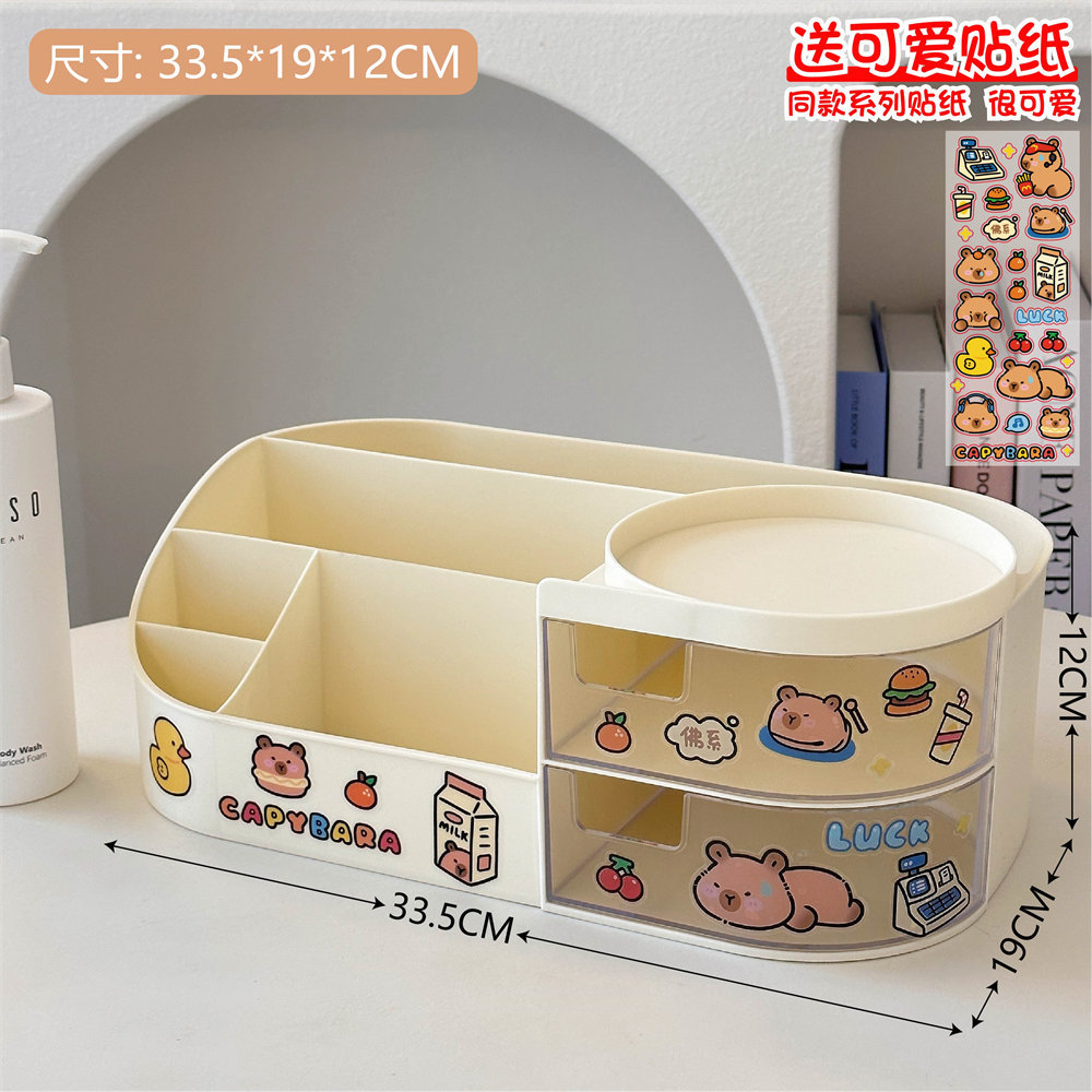 Caja de almacenamiento de cosméticos multifuncional tocador de escritorio espejo cosmético estante de cuidado de la piel caja de almacenamiento de lápiz labial al por mayor