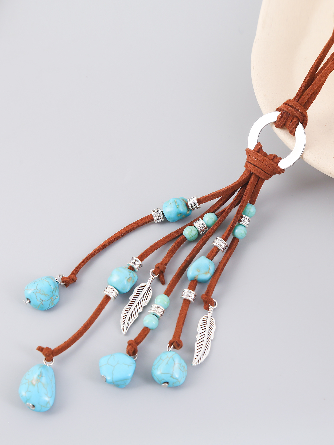 Ethnic Style Water Droplets Alloy Turquoise Plating Womenu0027S Pendant Necklace 1 Piece