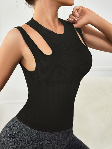 European SHEIN New tight-fitting thread knitted four-sided elastic sports hygroscopic quick-drying and sweat-wicking yoga vest