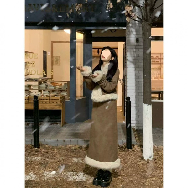 Coffee long skirt