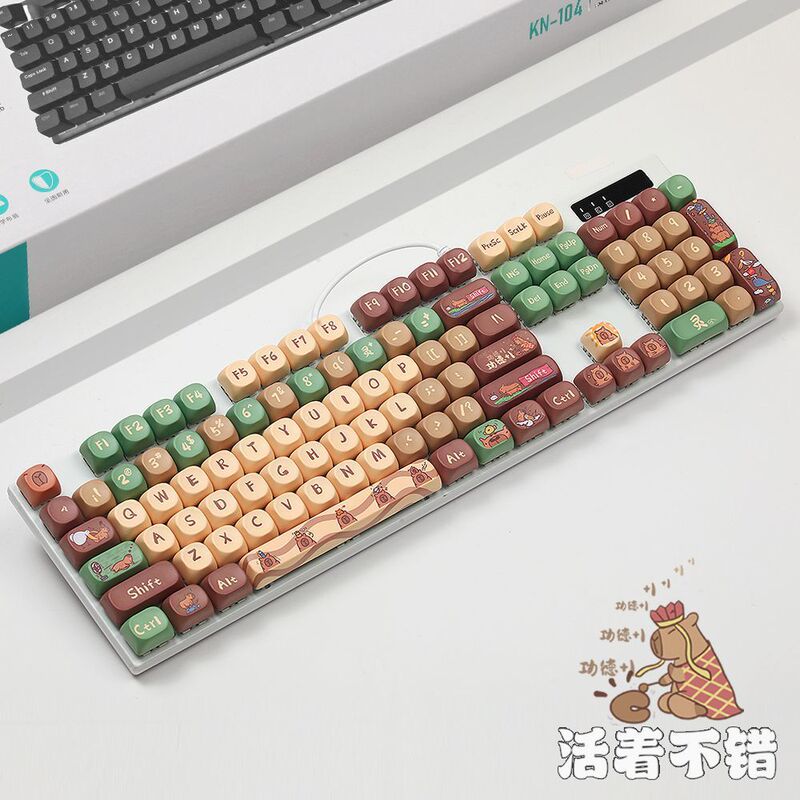 カスタマイズされた 104 キー有線メカニカルキーボード白色光 PBT テーマキーキャップホットスワップ可能な緑茶軸オフィスゲーム|undefined