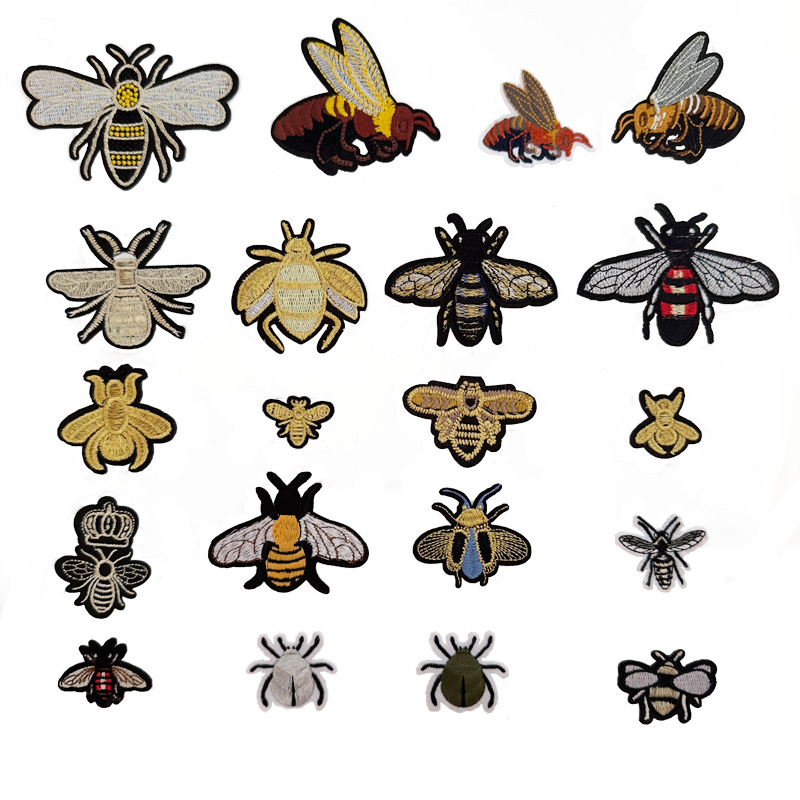跨境热卖蜜蜂刺绣布贴补丁贴牛仔外套装饰diy熨烫自粘