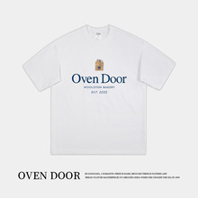 Oen Door 美式潮牌可颂牛角包印花短袖T恤男女情侣宽松纯棉上衣