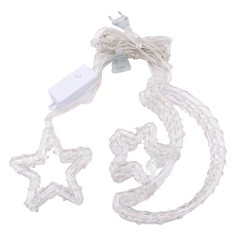 Star Moon copo de nieve cortina de luz de cuero línea de Luz color de la estrella Cadena de luz de cuero tira de hielo habitación atmósfera luz decorativa de Navidad