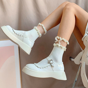 Lolita Socks Women's Mid-Calf Socks Summer White Lace Socks Lolita Bow Calf Jk Socks