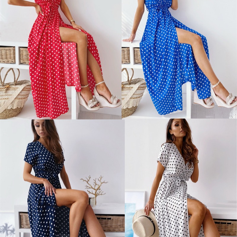 Robe d'été chic à pois – Fluide et féminine avec un imprimé d'inspiration vintage. Une élégance intemporelle avec une touche ludique._voghion.com