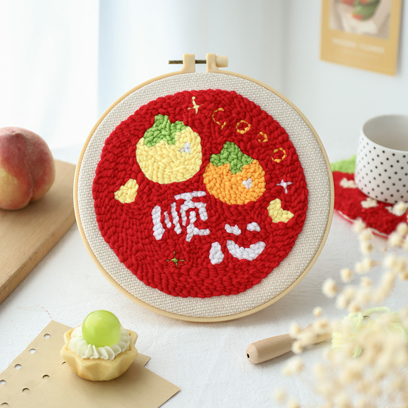 BG54 Wholesale Z Russian Punch Needle Embroidery Simple Handmade Cute Animal & Plant DIY Yarn Painting Needle Craft Kit Unboxing