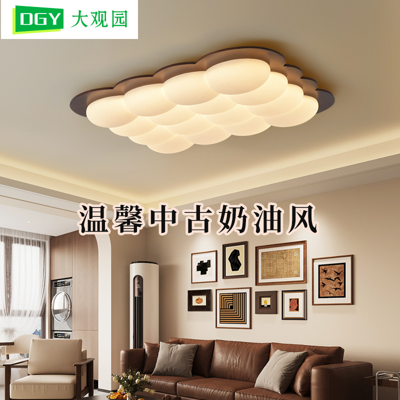 Luz de sala de estar de color de nuez de espectro completo, luz de techo, viento de crema, estudio simple, habitación de niños, lámpara de dormitorio 357L