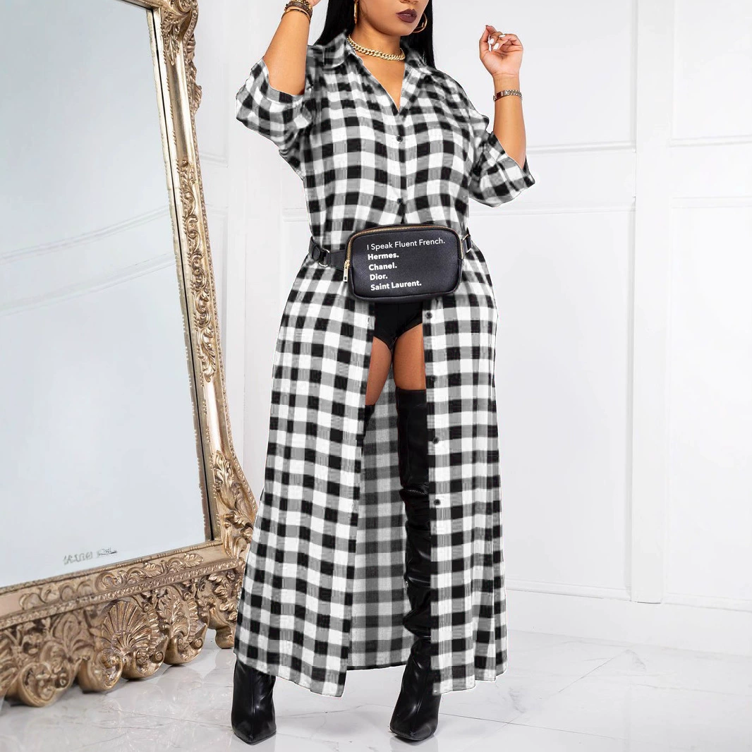 Европейская и американская одежда, летняя новая модная повседневная клетчатая рубашка для отдыха