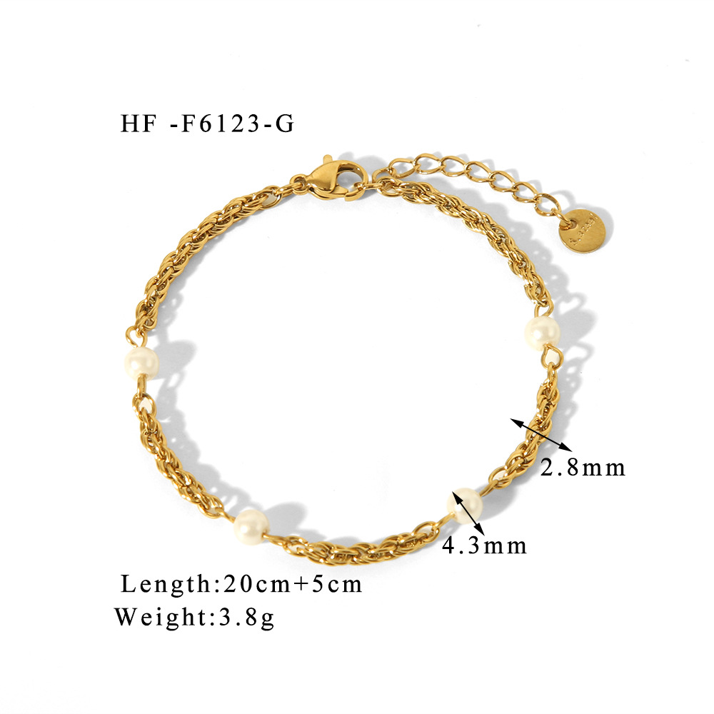 Nueva cadena de giro de onda de agua de perlas chapada en oro de acero inoxidable de gran venta INS, temperamento retro versátil