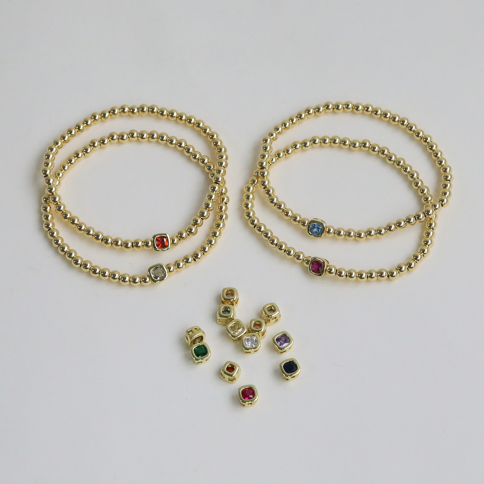 Geometric Pattern All Seasons Season Women's Gender Wholesale Jewelry Elegant Lady Geometric Copper Birthstone Plating Beaded Chain Bracelets