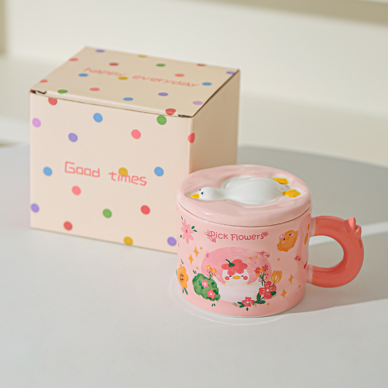 Taza retro de alto valor Taza de cerámica artística Regalo de cumpleaños para niñas, novia, regalo de mano, caja de regalo