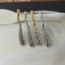 设计师新款几何满钻耳钉欧美中古耳环青岛饰品镀18k真金跨境直播
