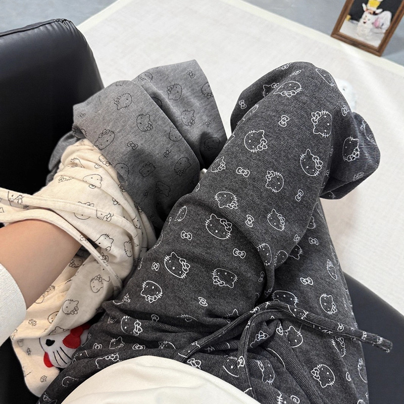 Little t Cat Drapey Mochi Pants for Women, Autumn and Winter Korean Version, Casual High-Waisted Slimming Straight Wide-Leg Pants, Soft Mochi Walking Long Pants