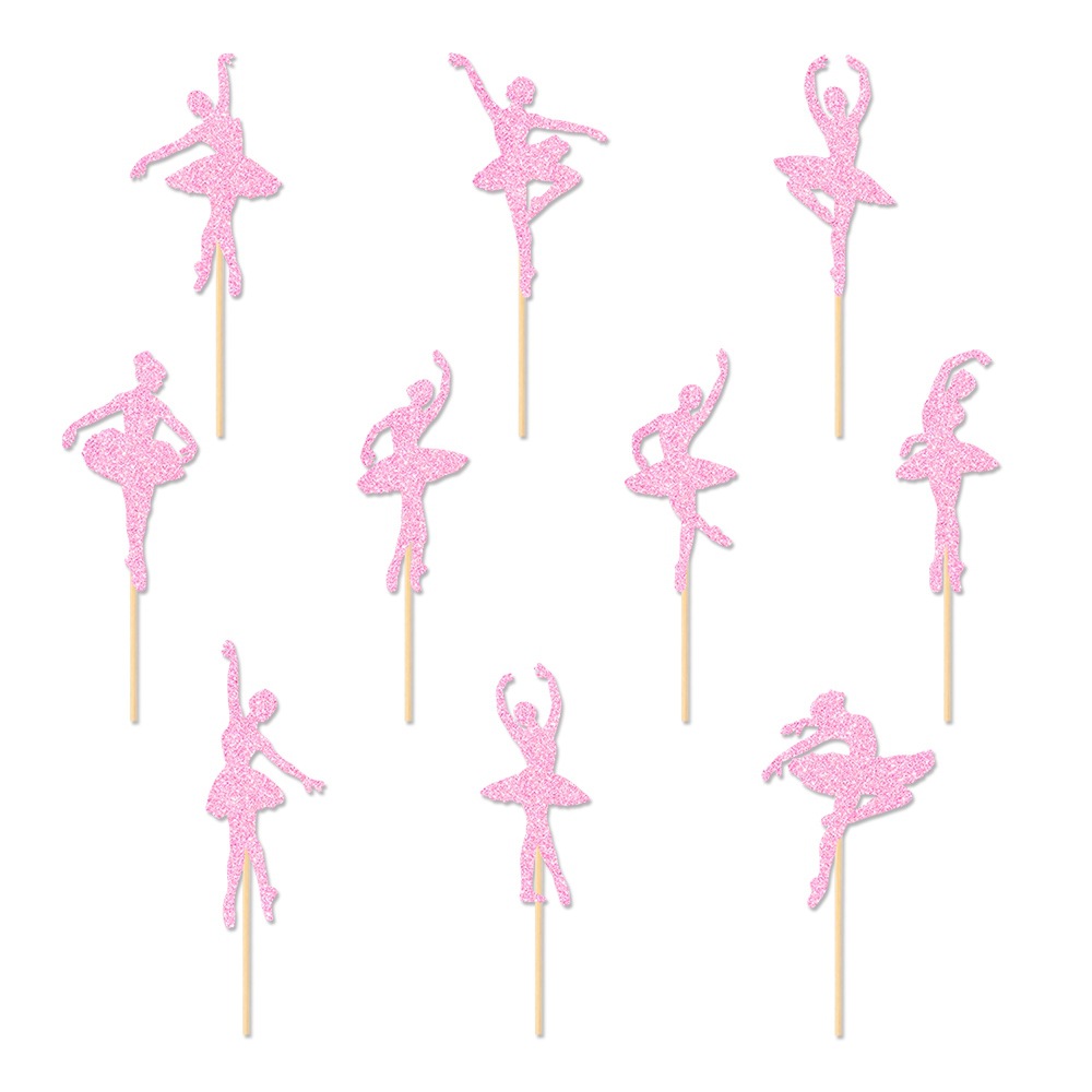 Nuevos productos transfronterizos de decoración de pastel de fiesta de cumpleaños Plug-in tema ballet rosa decoración de pastel de cumpleaños