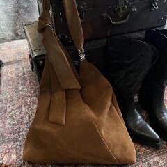 头层磨砂牛皮老钱风慵懒风复古大容量托特百搭上班通勤腋下包跨境