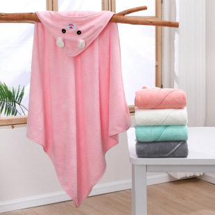 Baby Bath Towel Newborn Blanket Thickened Coral Velvet Baby Hooded Cloak Cartoon Embroidery Children's Bathrobe Wholesale