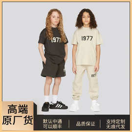 2022跨境童装ESSENTIALS儿童1977短袖T恤欧美宽松FOG复线