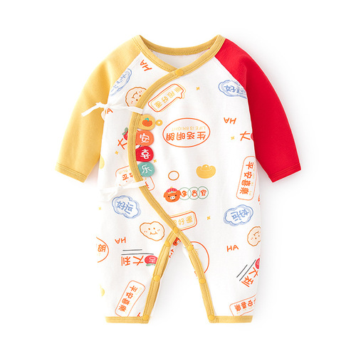 Newborn Safe and Joyful Contiguous Clothes Autumn/Winter Pure Cotton Baby Printed Boneless Clothes Infant Spring/Autumn Hairy Clothes