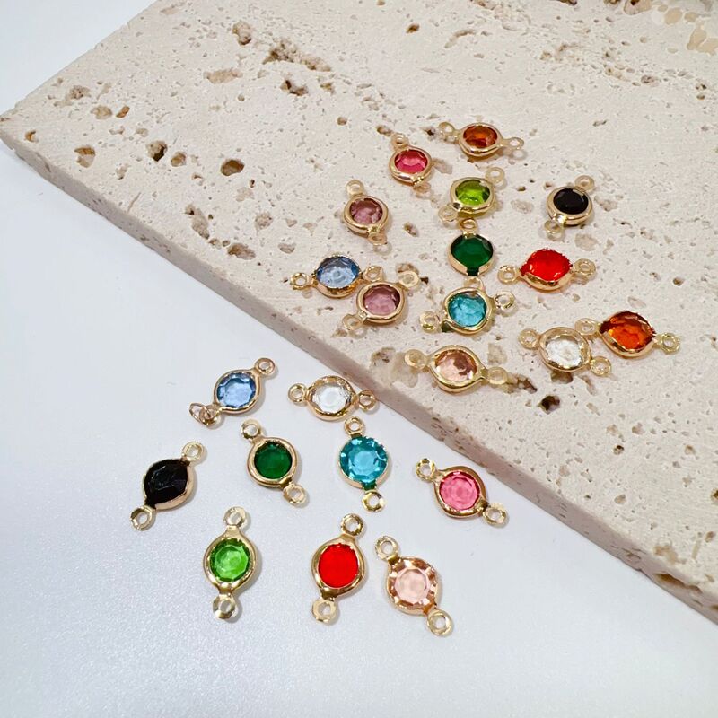 DIY jewelry accessories 6mm edging glass cut round double hanging gem copper color retaining earrings bracelet jewelry accessories DIY jewelry accessories 6mm edging glass cut round double hanging gem copper color retaining earrings bracelet jewelry accessories