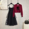 6677 red top + dress