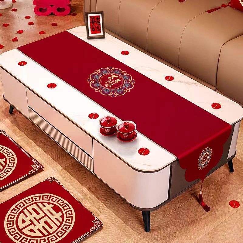 High-end burgundy table flag (hundred years of harmony) 1 piece