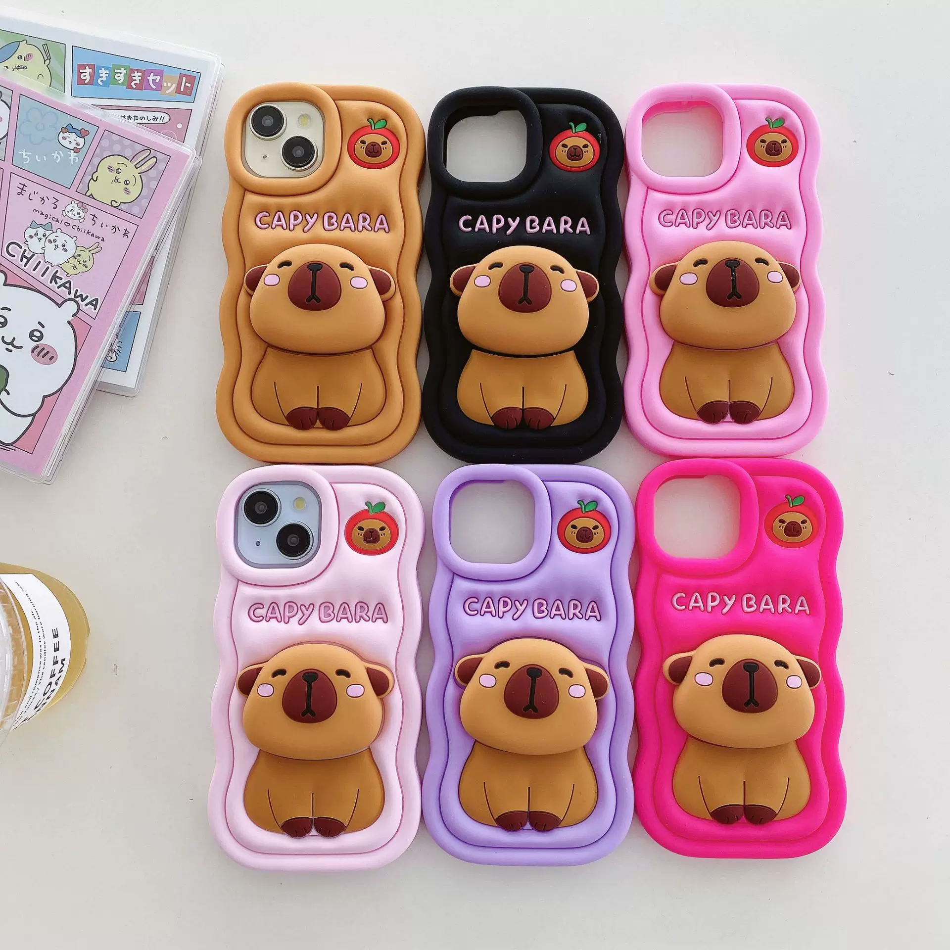 工厂直销适用iPhone 15卡通卡皮巴拉手机壳苹果 16伸缩支架手机壳