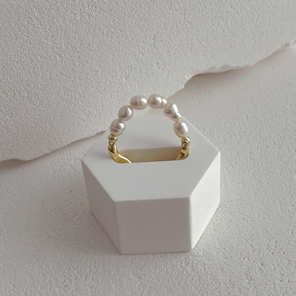 Baroque Style Geometric Pearl Handmade Rings 1 Piece