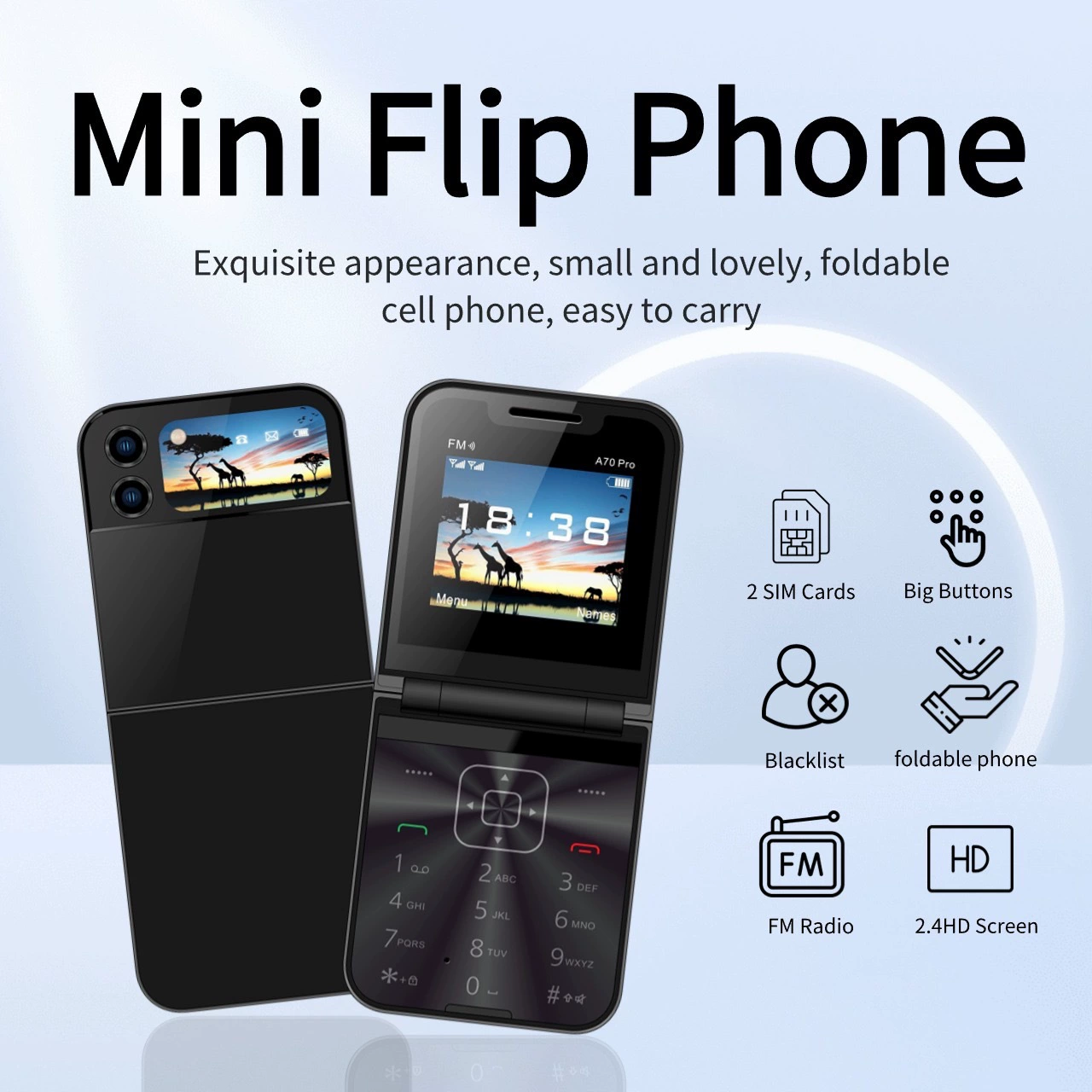 Складной маленький мобильный телефон про, для импорта, A7, 2G