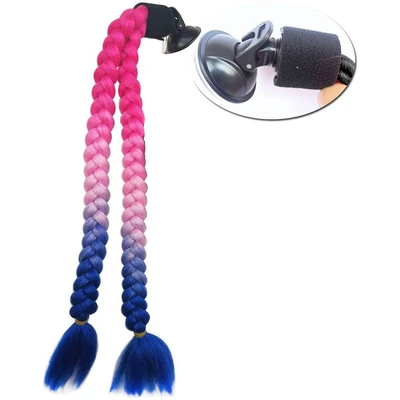 Motosiklet dəbilqələri — Thick Ponytail Decoration for - rose-red-light-pink-dark-blue-stitching