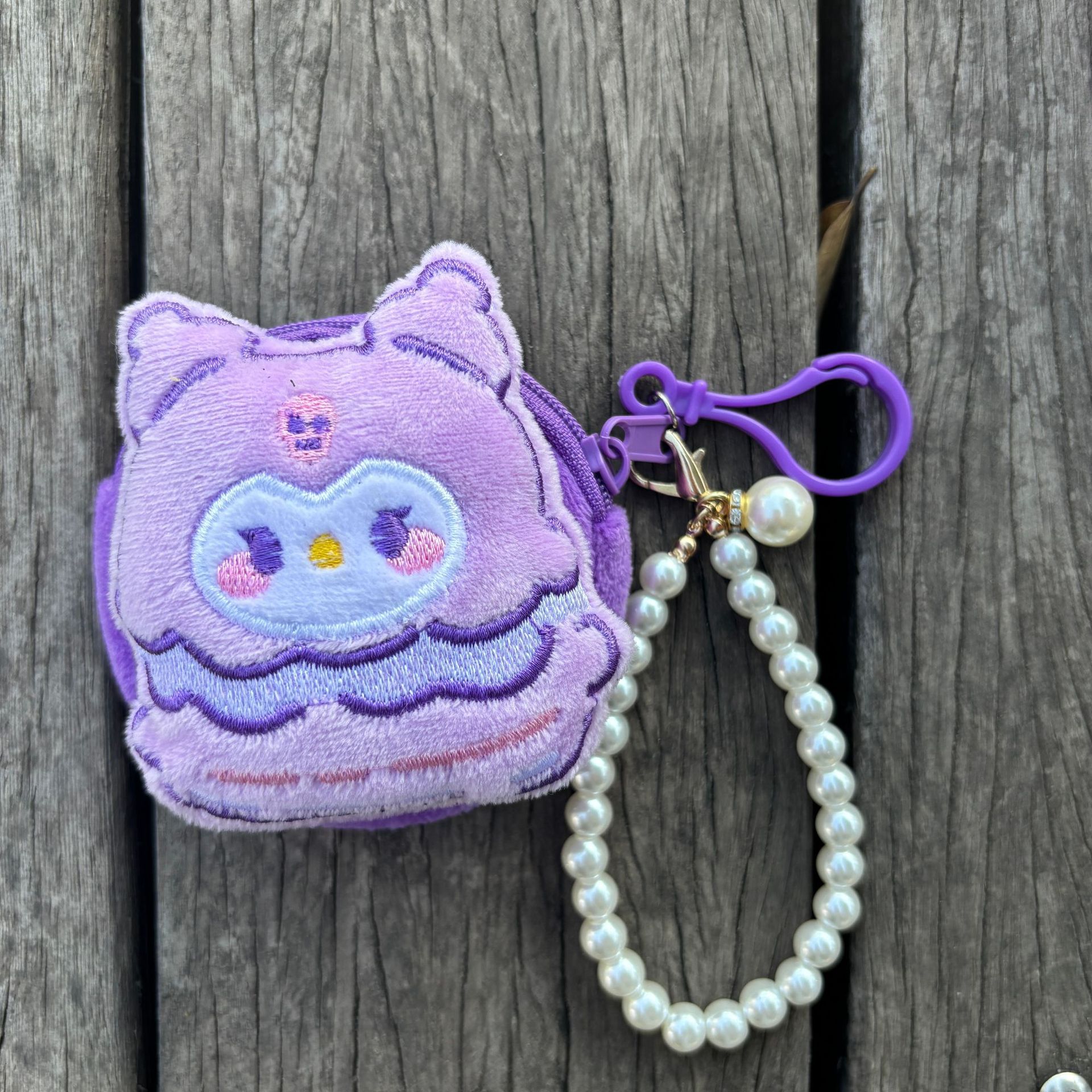 작은 원형 가방 - 햄버거 비즈 체인 스타일 [다크 퍼플]