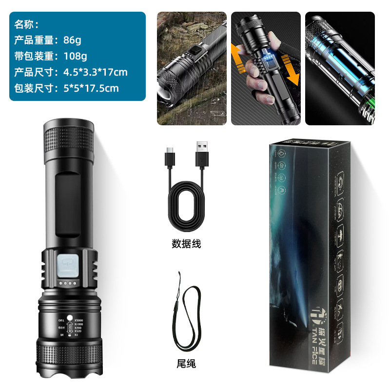 跨境爆款手电筒强光爆亮cob工作灯户外超亮多功能超长续航小手电|undefined