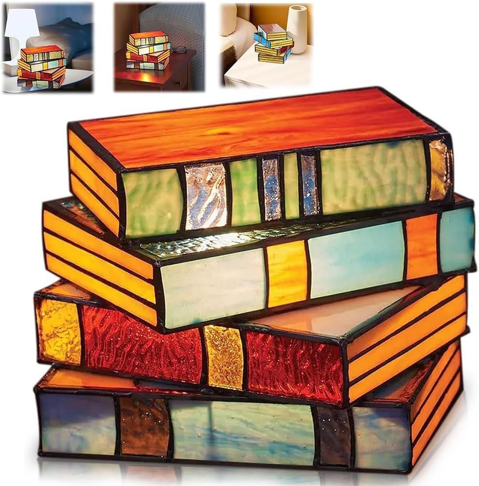 Stained Glass Stacked Books Lamp 1