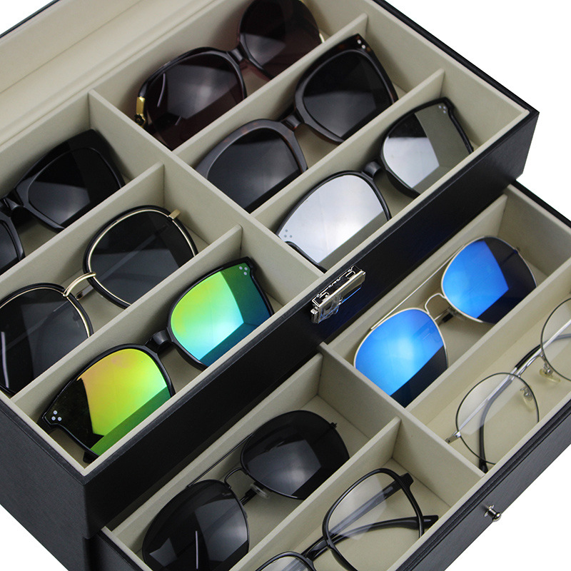 Spot wholesale leather 12 glasses storage display box sunglasses storage box sunglasses display box glasses box