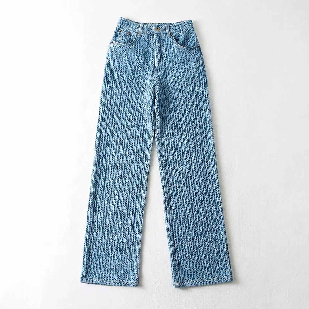 jeans tejidos sueltos de cintura alta NSHS63330