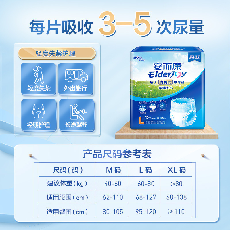 An Kang Fang Lou An Xin Adult Pull-up Underwear for the Elderly, Disposable Underpads for Postpartum Women, M/L/XL, 60 Sheets