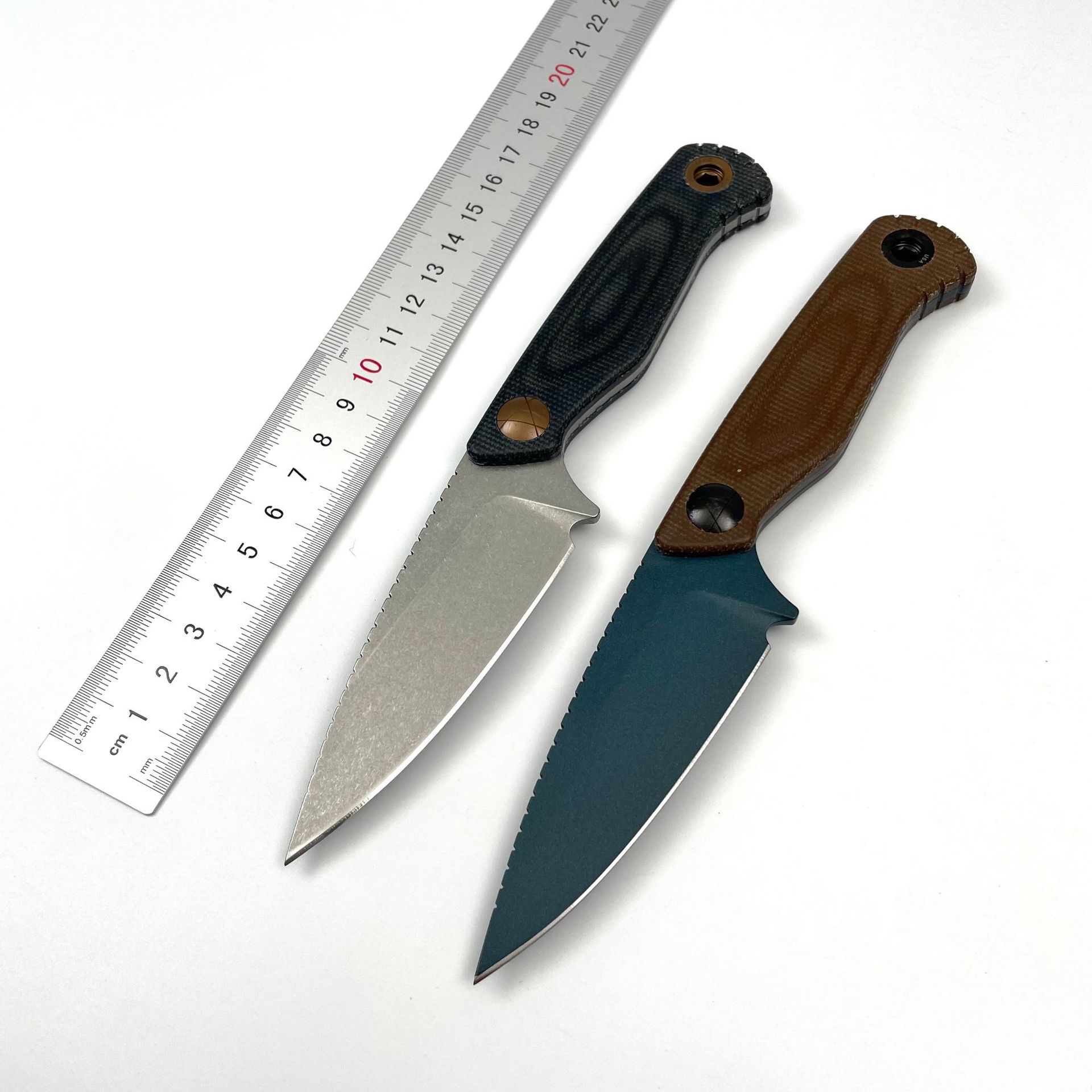 新品跨境蝴蝶203BT小直刀亚麻手柄便携带锋利小刀户外露营水果刀