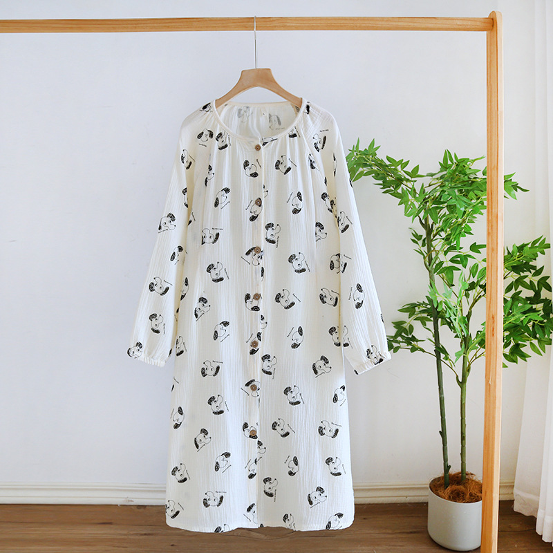 Round neck casual nightdress for women Spring and Autumn long sleeve cotton new cartoon cute puppy maternity pajamas summer Round neck casual nightdress for women Spring and Autumn long sleeve cotton new cartoon cute puppy maternity pajamas summer