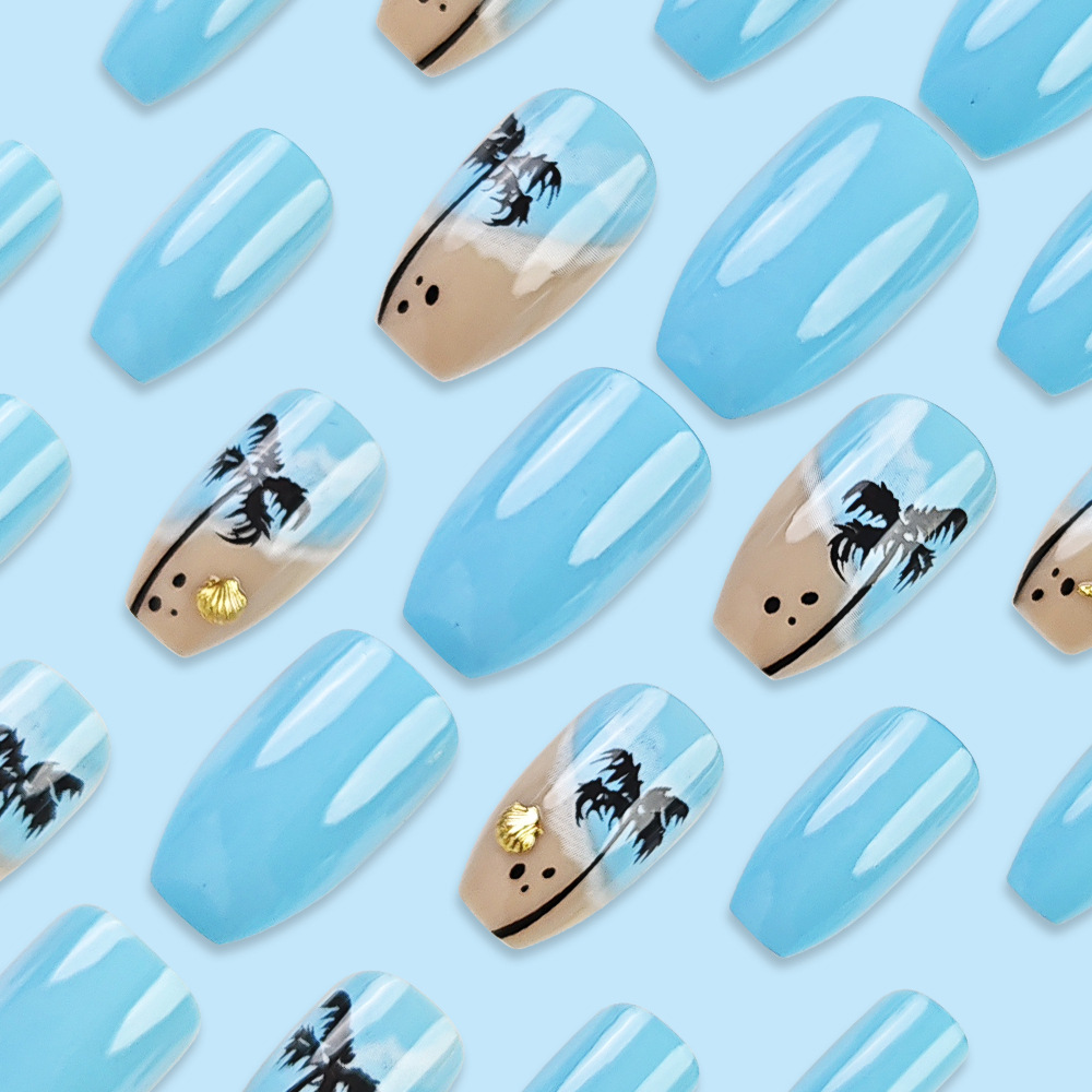 Europa y los Estados Unidos nuevos parches de uñas de cielo azul caliente estrella de mariscos taladro de uñas de coco de arena para usar uñas