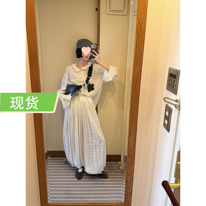 Mona Zhang Qixian Soft Ruffle Collar Blouse/Lyocell Ruffle Sleeve Relaxed Fit Three-Dimensional Cut Women's Top Mona Zhang Qixian Soft Ruffle Collar Blouse/Lyocell Ruffle Sleeve Relaxed Fit Three-Dimensional Cut Women's Top
