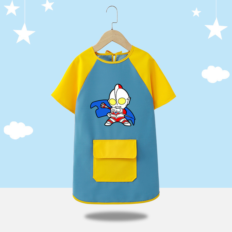 子供用防水絵画服幼稚園プリントスモックスタジオプリント防水逆着用エプロン男の子と女の子用|undefined