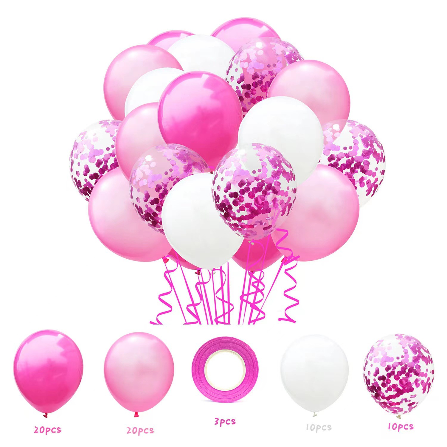 Boda transfronteriza oro rosa Granada confeti rojo lentejuelas globo redondo fiesta de cumpleaños de los niños decoración escena diseño