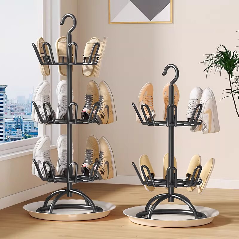 Rotating Shoe Drying Rack for Outdoor Balcony, Multifunctional Floor-Standing with Water Tray, Layered Shoe Drying Hanger for Water Draining and Drying Shoes Rotating Shoe Drying Rack for Outdoor Balcony, Multifunctional Floor-Standing with Water Tray, Layered Shoe Drying Hanger for Water Draining and Drying Shoes