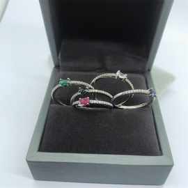 欧美爆款时尚百搭戒指彩宝石戒指镶钻女士指环饰品