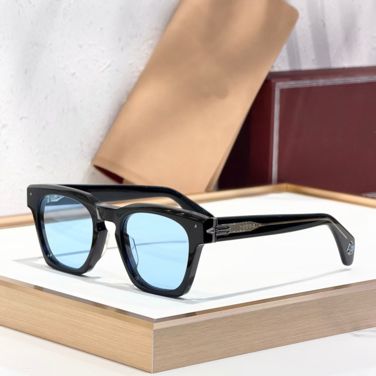 fashionable square sunglasses handmade emerald for men and women