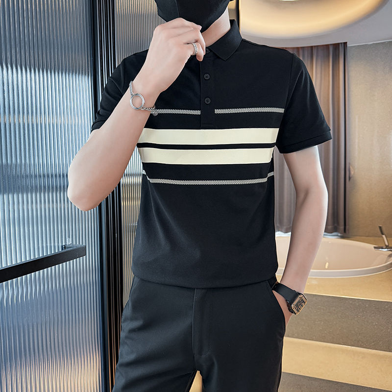 Summer Men's Short-Sleeved T-Shirts, Trendyy Lapel T-Shirts, Half-Sleeved Polo Shirts, Summer Collared Tops