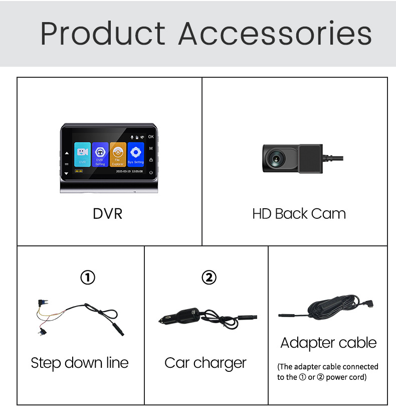 Cross-Border 3inch Screen 4K+2K+Wifi+Gps Front and Rear Dual Recording Ultra-Clear Driving Recorder Wifi Car Internet
