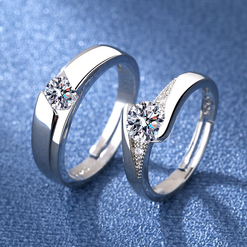 Romantisch Geometrisch Kupfer Überzug Diamant Mit Hohem Kohlenstoffgehalt Offener Ring 1 Paar display picture 2
